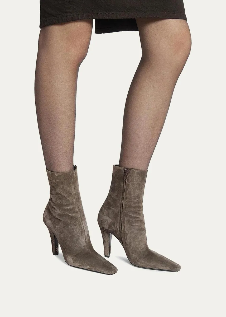 Saint Laurent 95mm Jill Suede Ankle Booties | Thumbnail 2