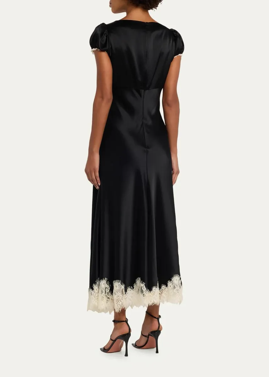 Cinq à Sept Sienne Lace-Trim Satin Midi Dress | Thumbnail 3 Cinq à Sept Sienne Lace-Trim Satin Midi Dress | Thumbnail 3