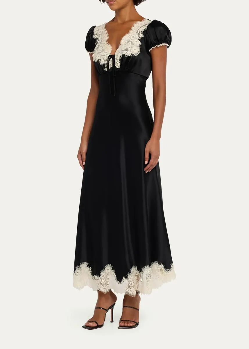 Cinq à Sept Sienne Lace-Trim Satin Midi Dress | Thumbnail 4 Cinq à Sept Sienne Lace-Trim Satin Midi Dress | Thumbnail 4