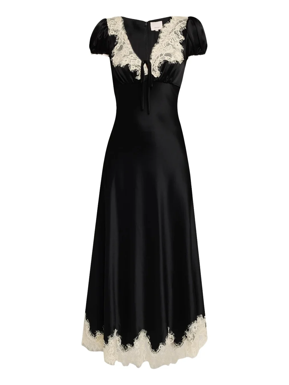 Sienne Lace-Trim Satin Midi Dress Sienne Lace-Trim Satin Midi Dress