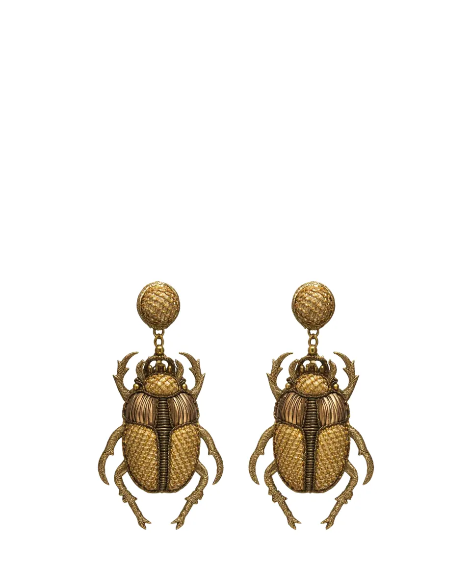 RANJANA KHAN Goldtone Gilded Scarab Drop Earrings | Thumbnail 2 RANJANA KHAN Goldtone Gilded Scarab Drop Earrings | Thumbnail 2