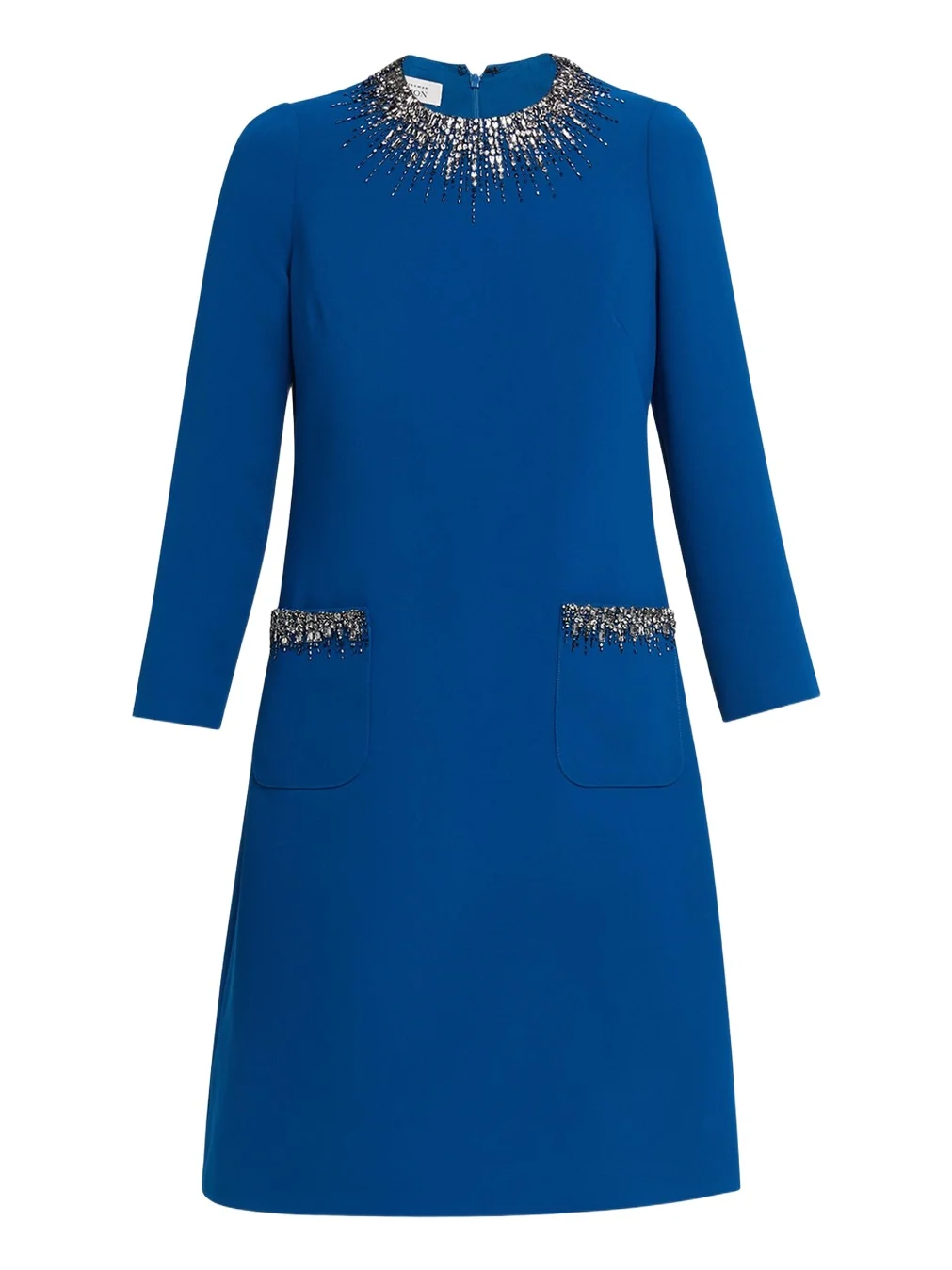 Rhinestone-Trim Crepe Dress Rhinestone-Trim Crepe Dress