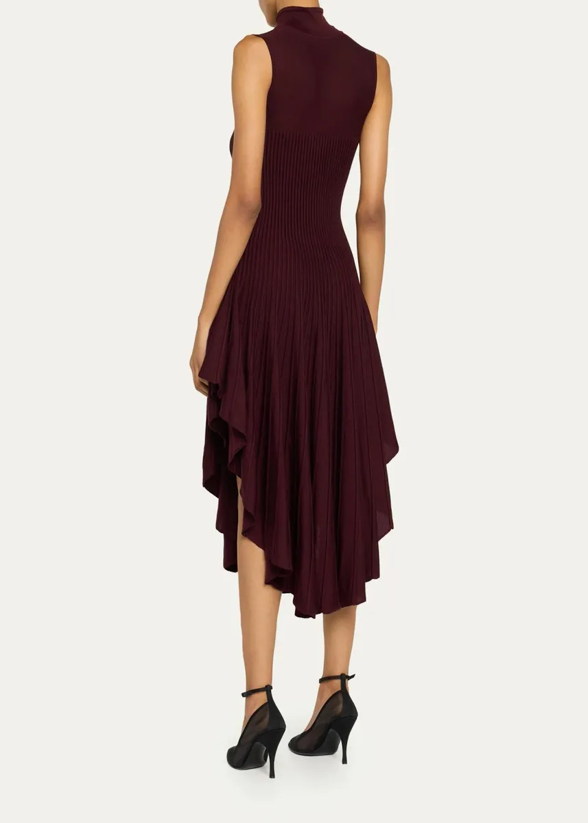 ALAÏA Mock-Neck Sleeveless Sculpted Pointed Midi Dress | Thumbnail 3