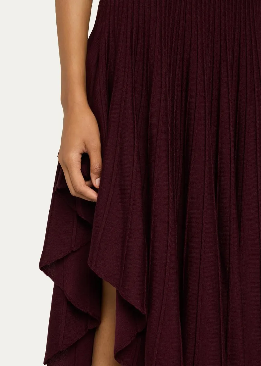 ALAÏA Mock-Neck Sleeveless Sculpted Pointed Midi Dress | Thumbnail 5