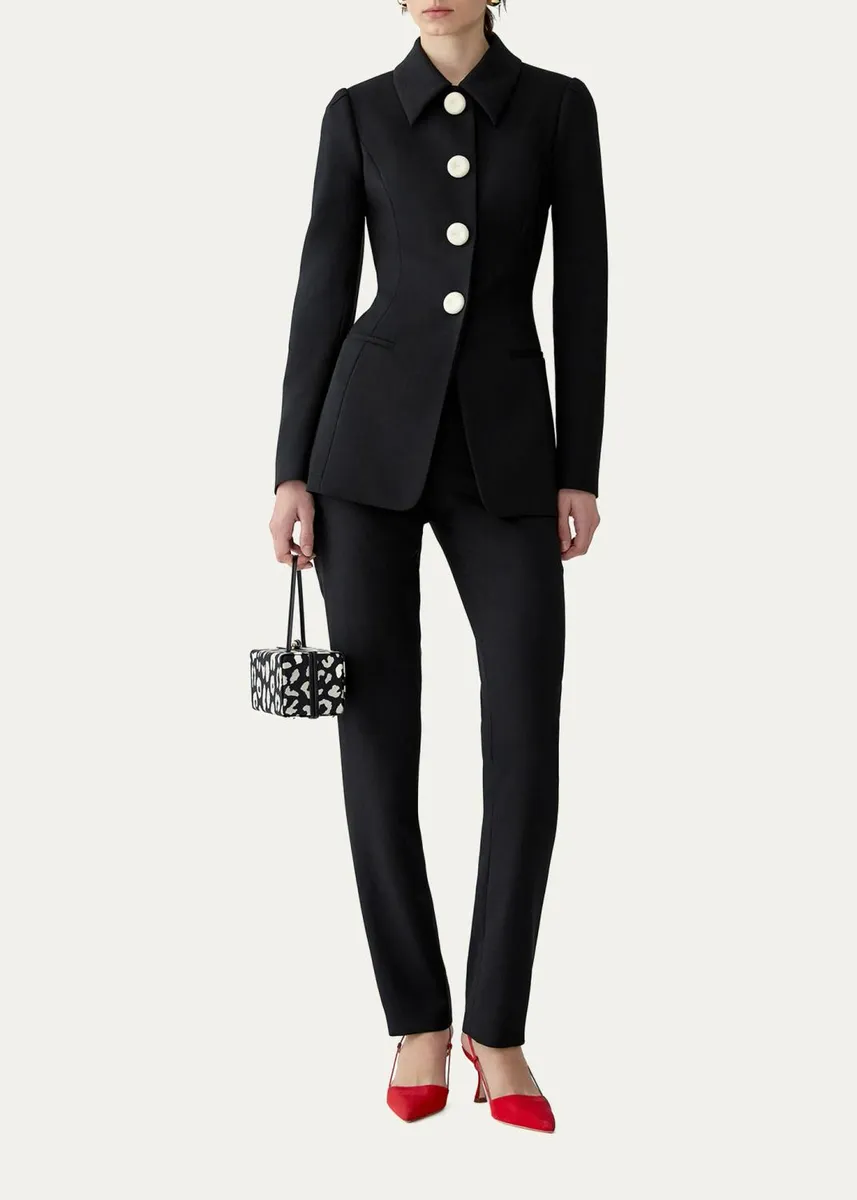 Carolina Herrera Wool Slim-Leg Ankle Cigarette Pants | Thumbnail 2