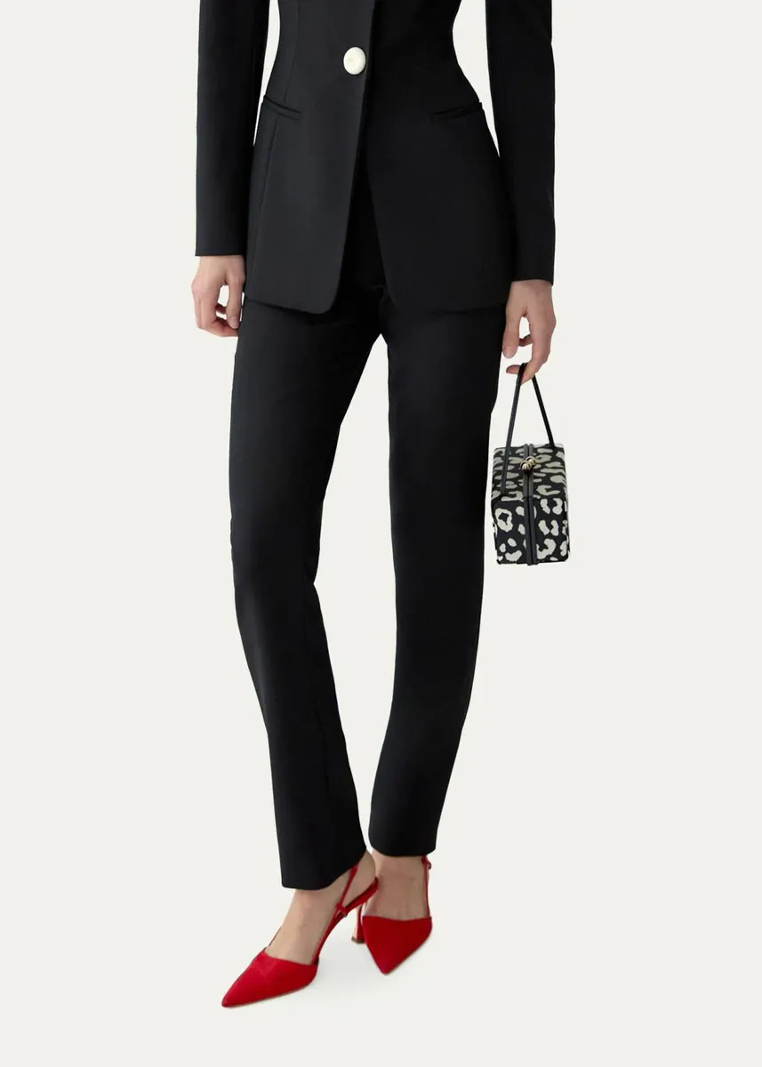 Carolina Herrera Wool Slim-Leg Ankle Cigarette Pants | Thumbnail 4