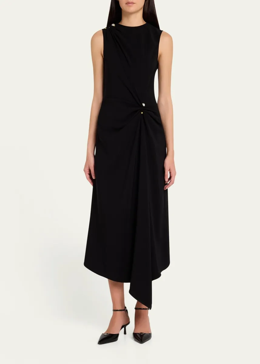 Veronica Beard Freja Asymmetric Draped Midi Dress | Thumbnail 2