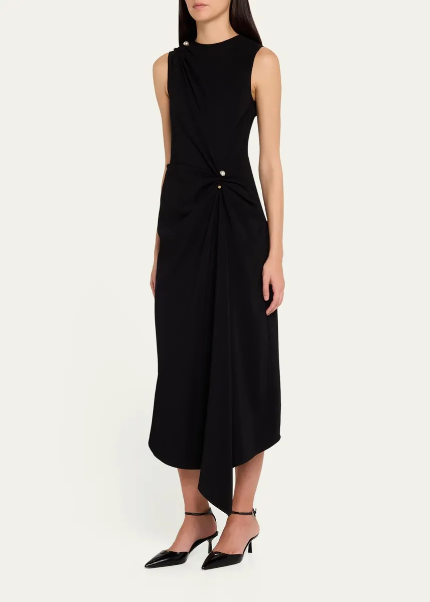 Veronica Beard Freja Asymmetric Draped Midi Dress | Thumbnail 4