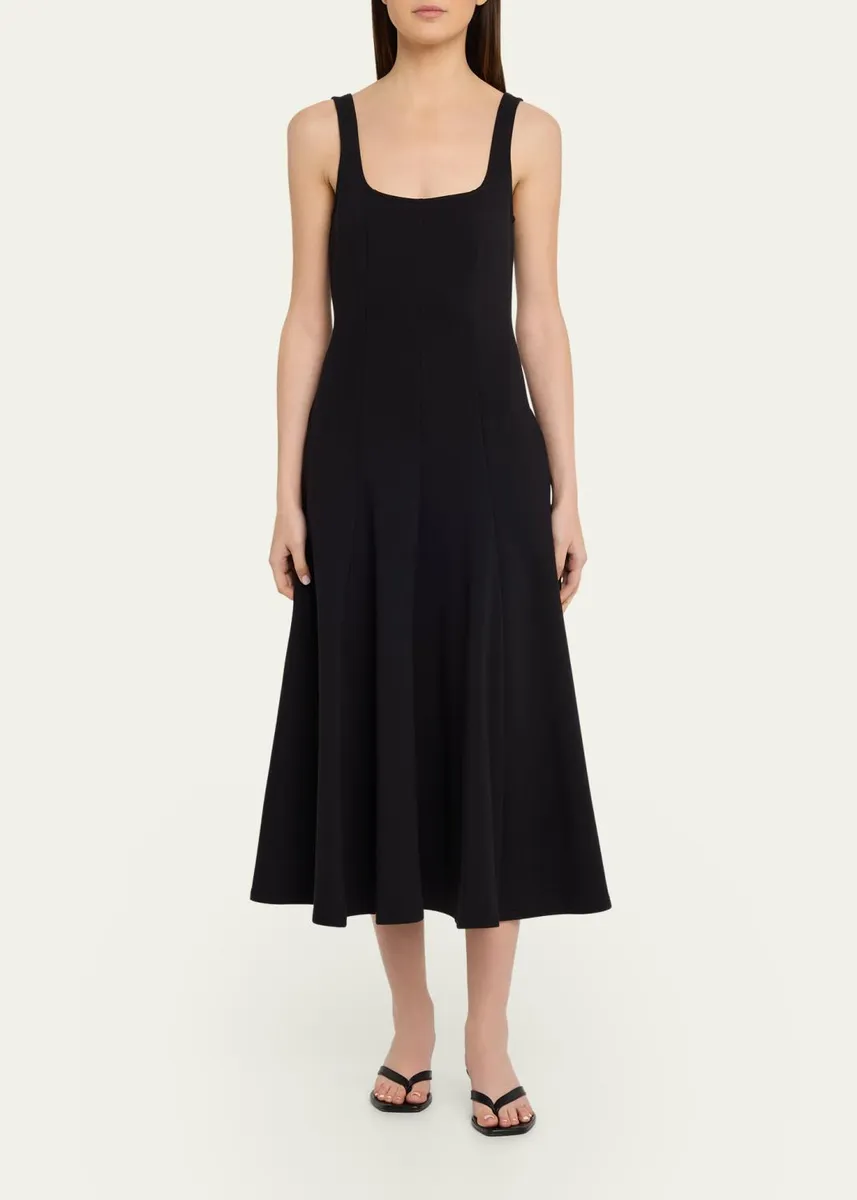 Vince Seamed Square-Neck Knit Midi Dress | Thumbnail 2 Vince Seamed Square-Neck Knit Midi Dress | Thumbnail 2