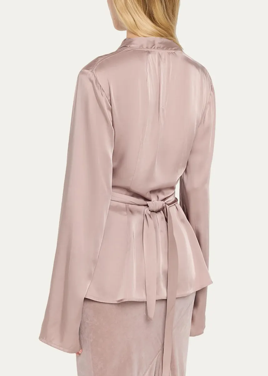 Rick Owens Laura Long-Sleeve Satin Wrap Top | Thumbnail 3