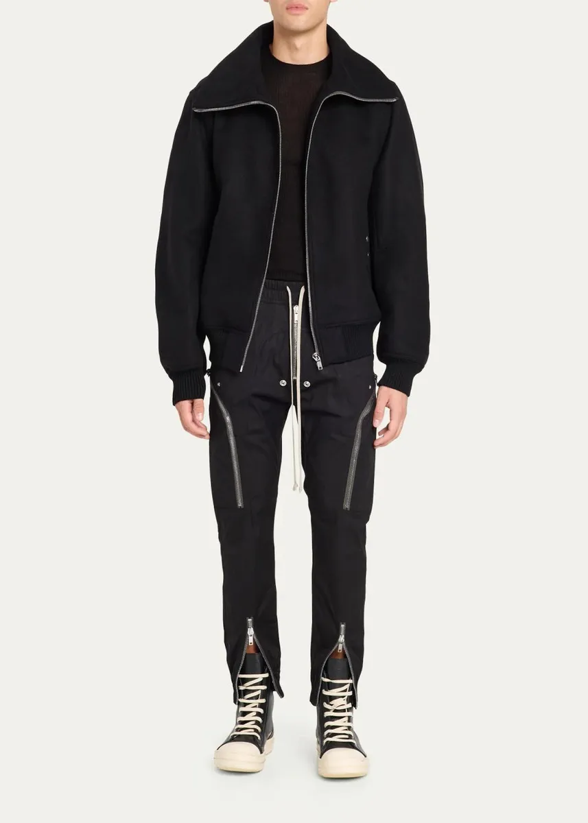 Rick Owens Men's Wool Melton Bomber Jacket | Thumbnail 2 Rick Owens Men's Wool Melton Bomber Jacket | Thumbnail 2