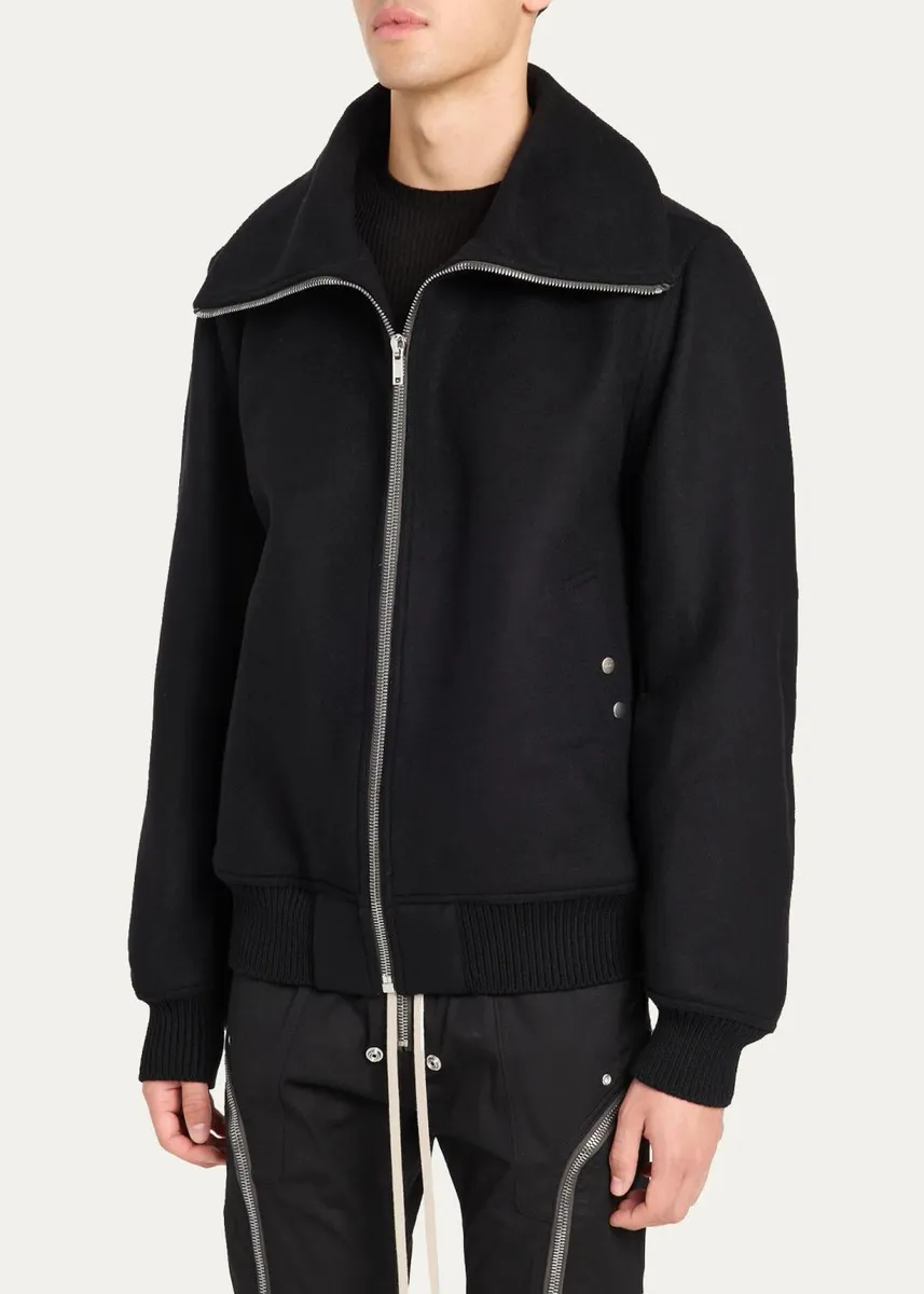 Rick Owens Men's Wool Melton Bomber Jacket | Thumbnail 4 Rick Owens Men's Wool Melton Bomber Jacket | Thumbnail 4