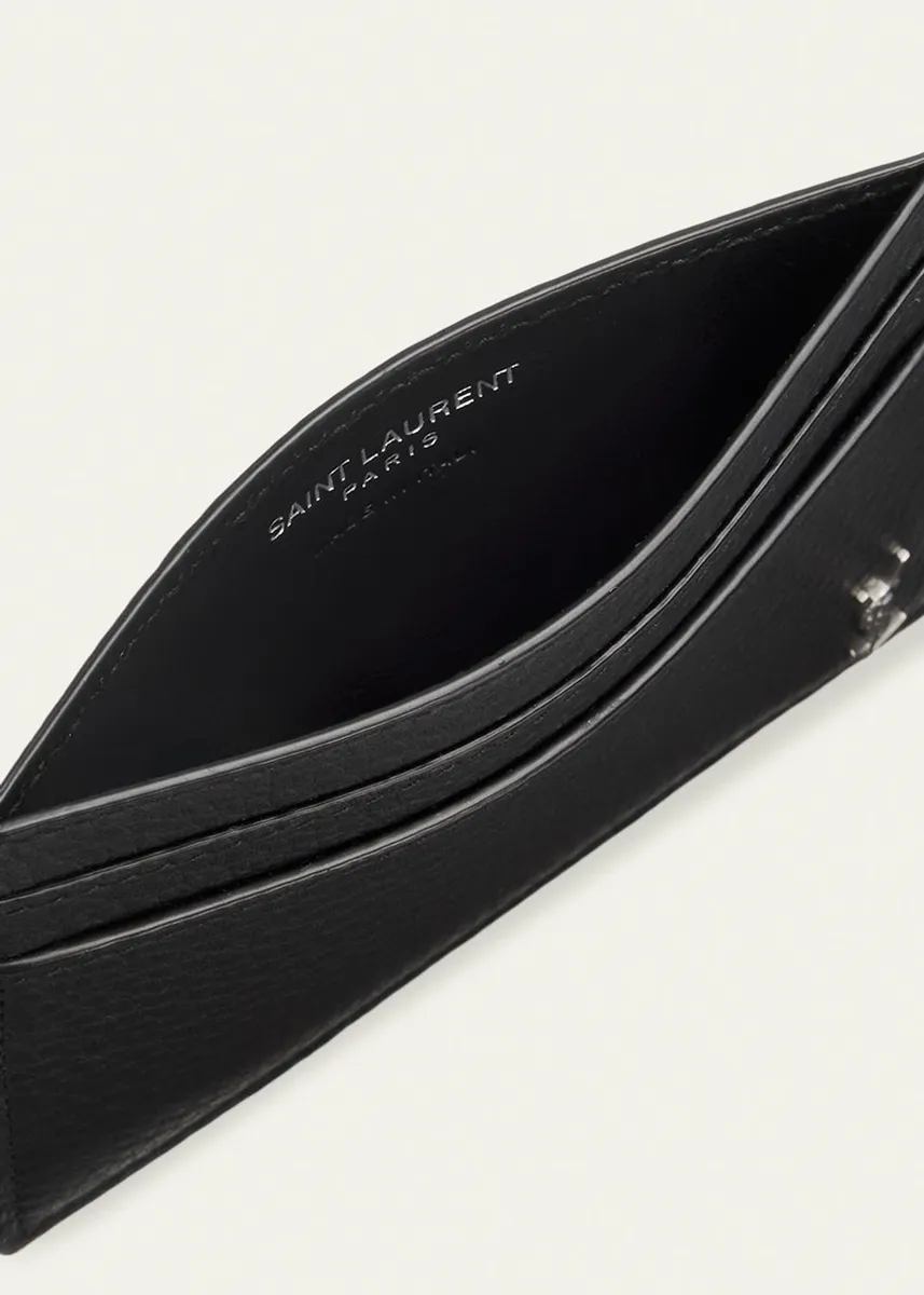 Saint Laurent Men's Tiny Cassandre YSL Card Holder in Leather | Thumbnail 3