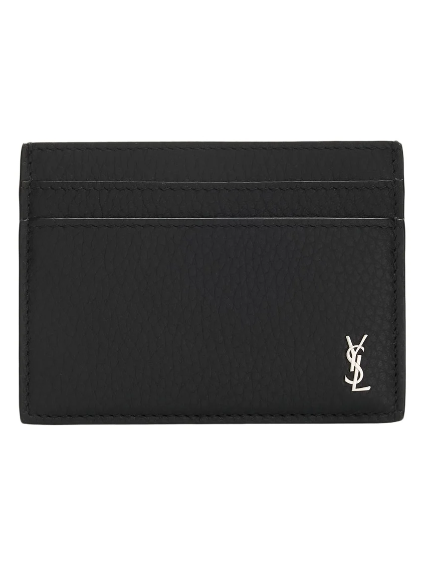 Saint Laurent Men's Tiny Cassandre YSL Card Holder in Leather