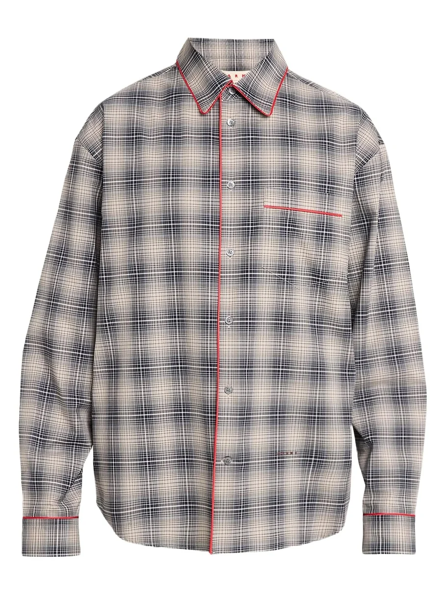 Marni Men's Piped Cotton Plaid Button-Front Shirt