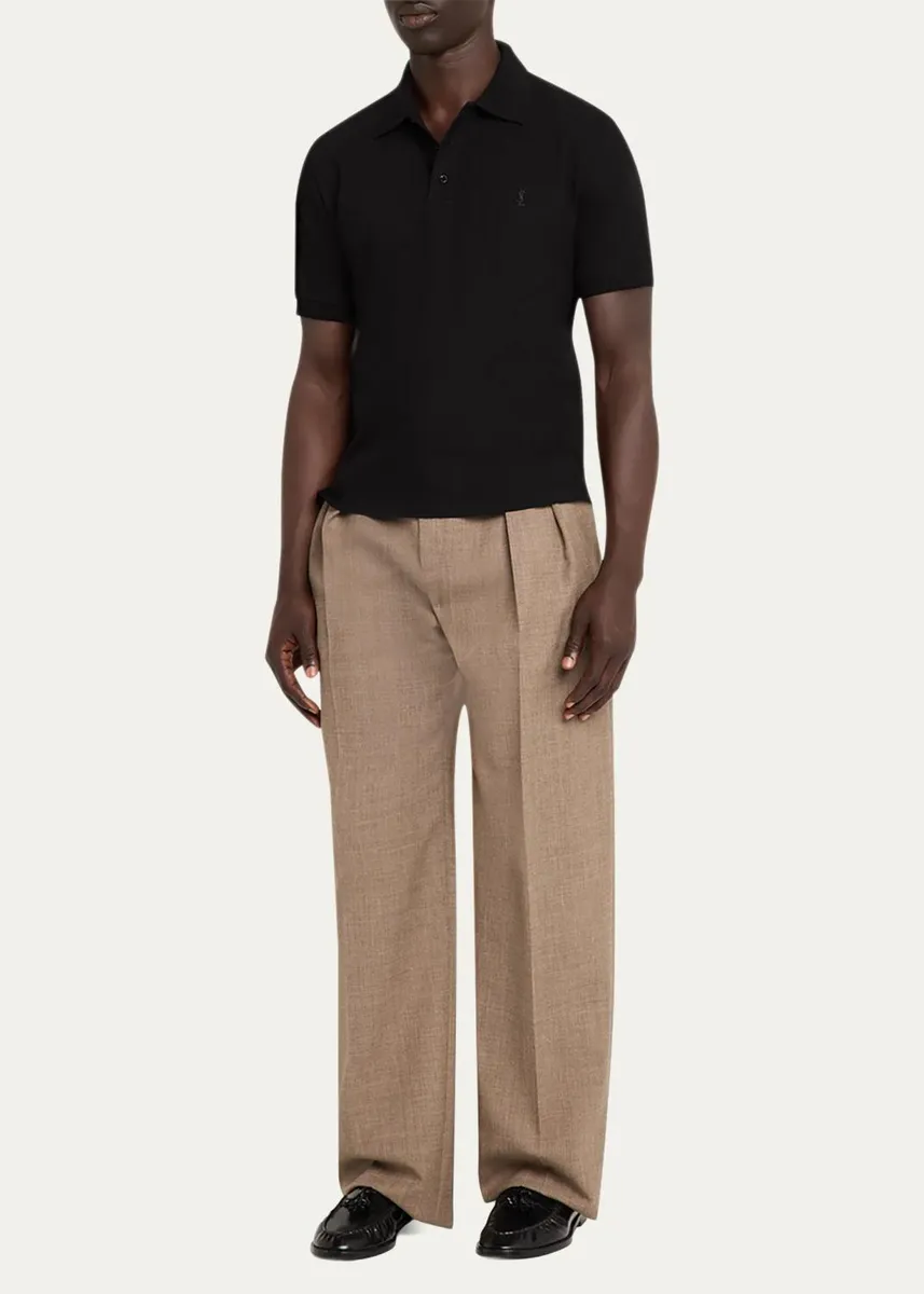Saint Laurent Men's Cotton Pique Cassandre Polo Shirt | Thumbnail 2 Saint Laurent Men's Cotton Pique Cassandre Polo Shirt | Thumbnail 2