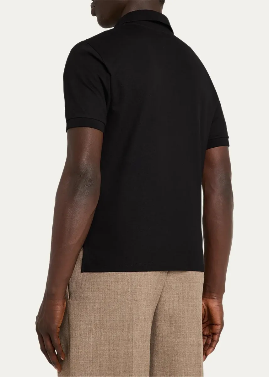Saint Laurent Men's Cotton Pique Cassandre Polo Shirt | Thumbnail 3 Saint Laurent Men's Cotton Pique Cassandre Polo Shirt | Thumbnail 3