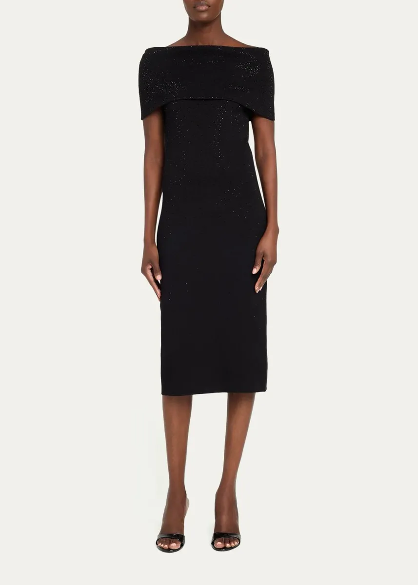 Rickie Freeman for Teri Jon Off-Shoulder Rhinestone Bodycon Midi Dress | Thumbnail 2 Rickie Freeman for Teri Jon Off-Shoulder Rhinestone Bodycon Midi Dress | Thumbnail 2