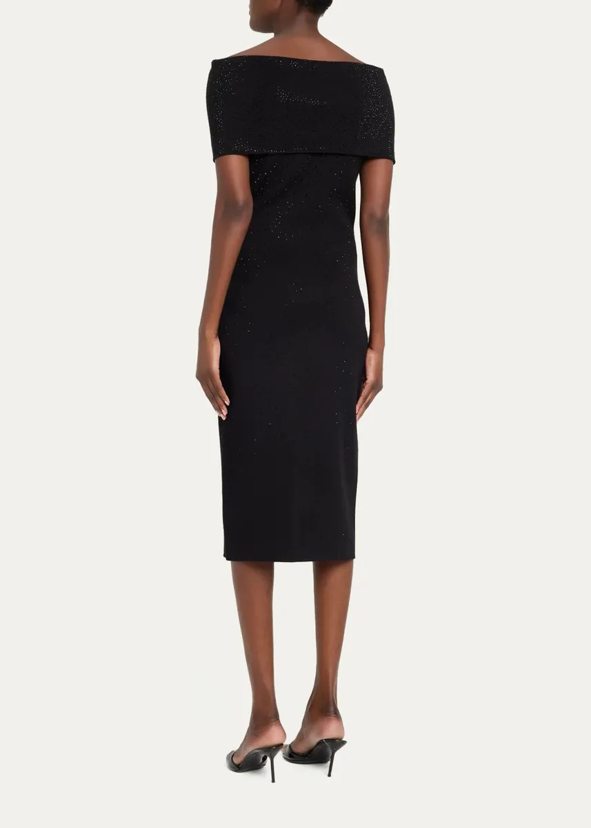 Rickie Freeman for Teri Jon Off-Shoulder Rhinestone Bodycon Midi Dress | Thumbnail 3 Rickie Freeman for Teri Jon Off-Shoulder Rhinestone Bodycon Midi Dress | Thumbnail 3