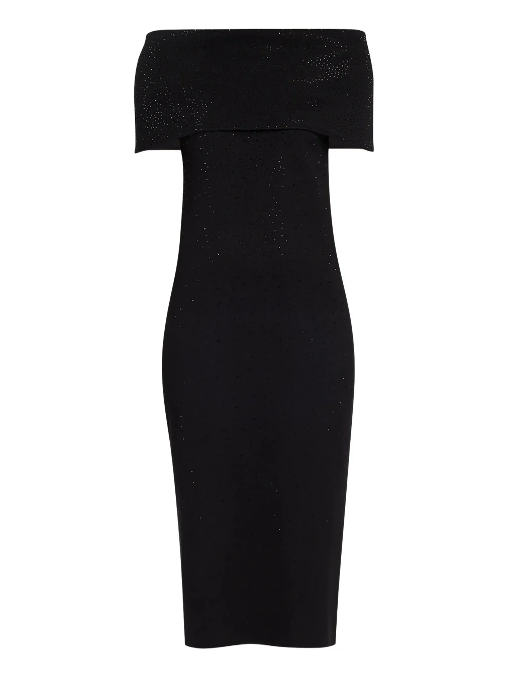 Off-Shoulder Rhinestone Bodycon Midi Dress