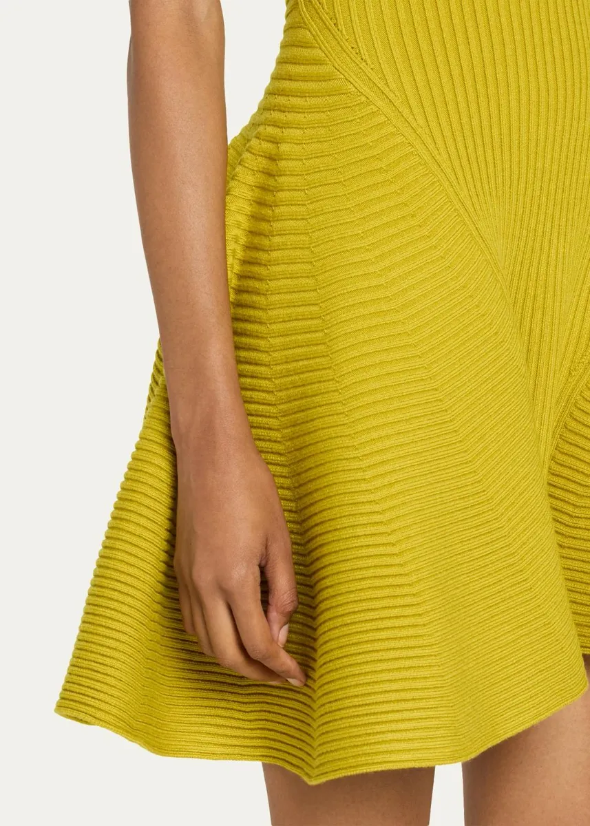 ALAÏA Sleeveless English Rib Mini Skater Dress | Thumbnail 5