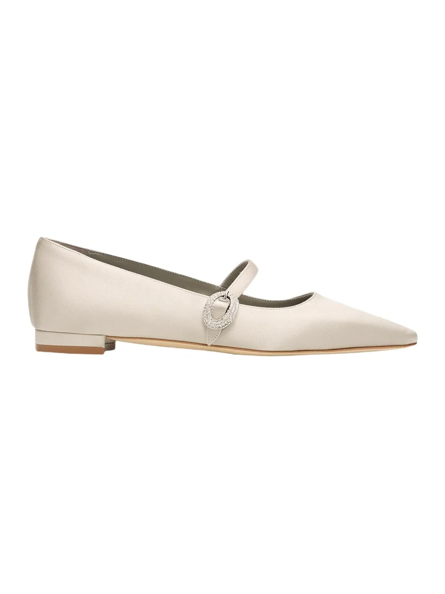Auluspla Satin Embellished Mary Jane Ballerina Flats