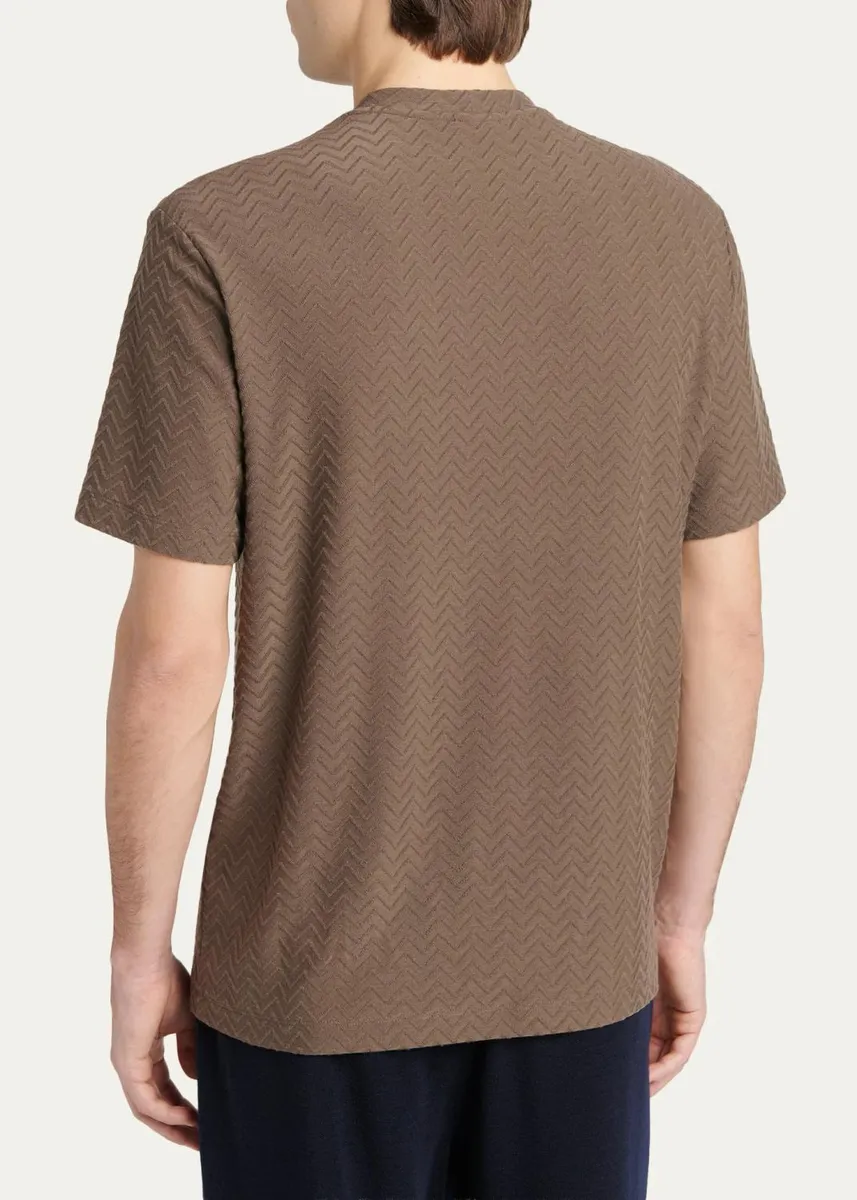 Giorgio Armani Men's Wool Textured Chevron Crewneck T-Shirt | Thumbnail 3 Giorgio Armani Men's Wool Textured Chevron Crewneck T-Shirt | Thumbnail 3