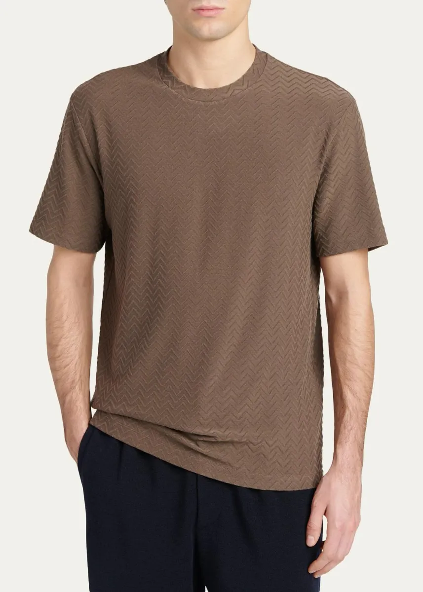 Giorgio Armani Men's Wool Textured Chevron Crewneck T-Shirt | Thumbnail 4 Giorgio Armani Men's Wool Textured Chevron Crewneck T-Shirt | Thumbnail 4