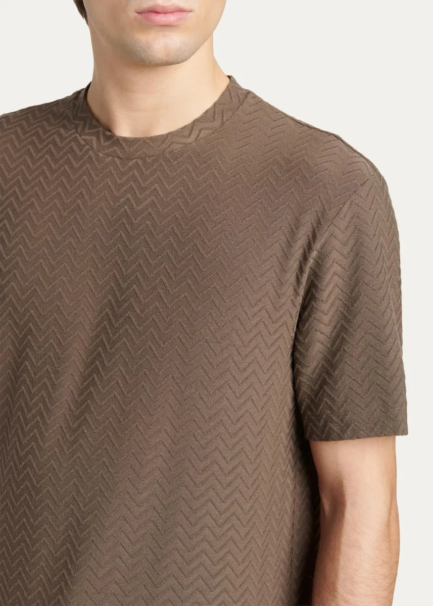 Giorgio Armani Men's Wool Textured Chevron Crewneck T-Shirt | Thumbnail 5 Giorgio Armani Men's Wool Textured Chevron Crewneck T-Shirt | Thumbnail 5