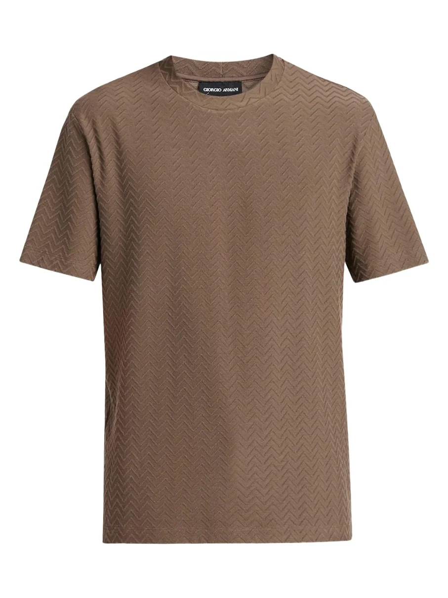 Giorgio Armani Men's Wool Textured Chevron Crewneck T-Shirt