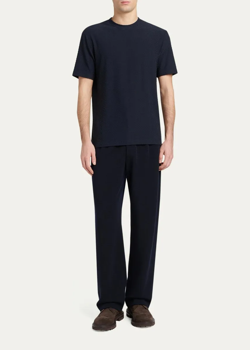 Giorgio Armani Men's Rib-Knit Wool-Blend T-Shirt | Thumbnail 2 Giorgio Armani Men's Rib-Knit Wool-Blend T-Shirt | Thumbnail 2