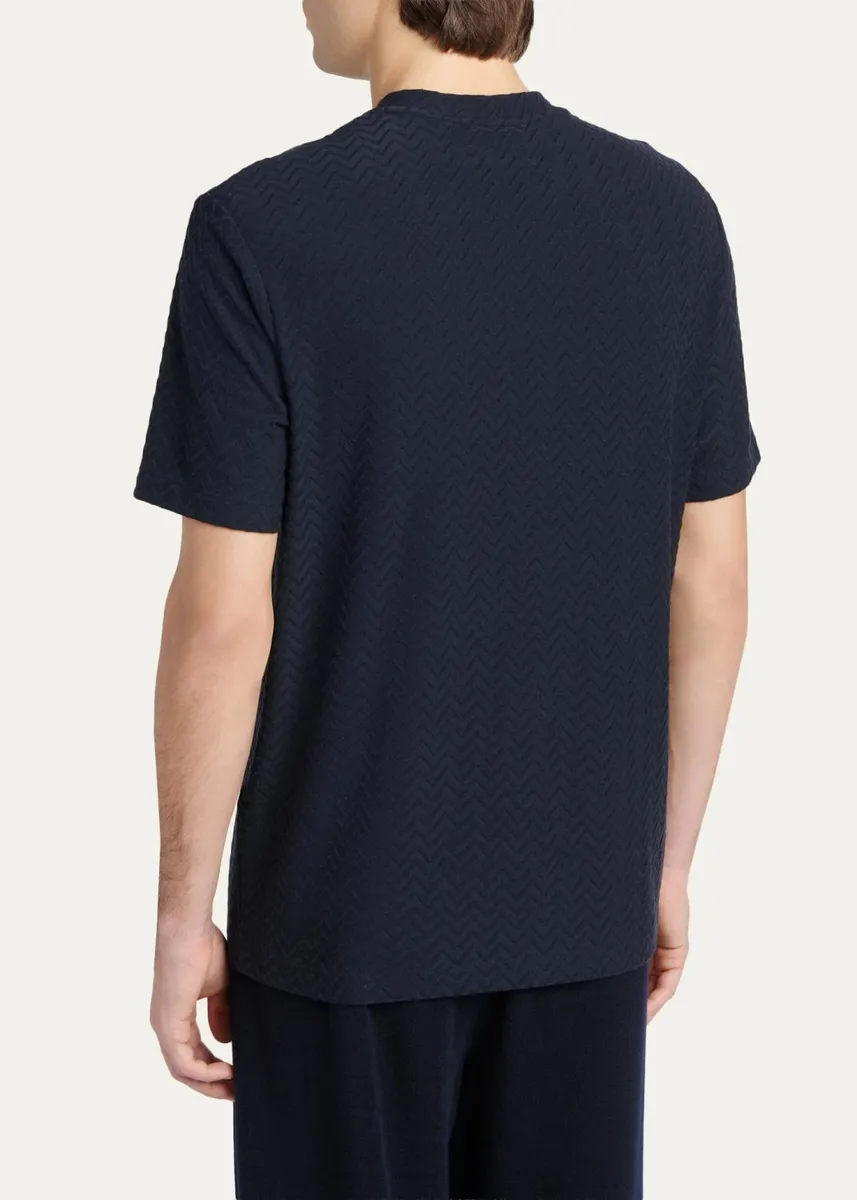 Giorgio Armani Men's Rib-Knit Wool-Blend T-Shirt | Thumbnail 3 Giorgio Armani Men's Rib-Knit Wool-Blend T-Shirt | Thumbnail 3