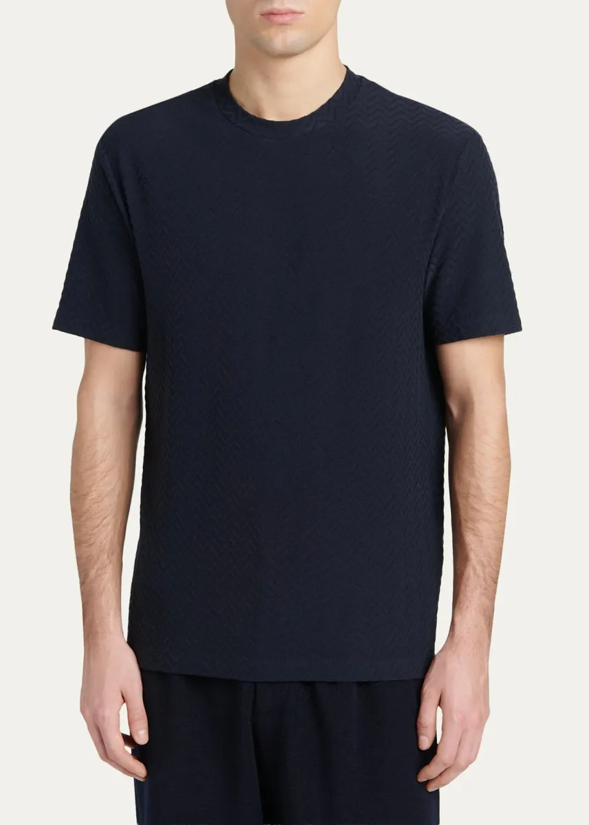 Giorgio Armani Men's Rib-Knit Wool-Blend T-Shirt | Thumbnail 4 Giorgio Armani Men's Rib-Knit Wool-Blend T-Shirt | Thumbnail 4