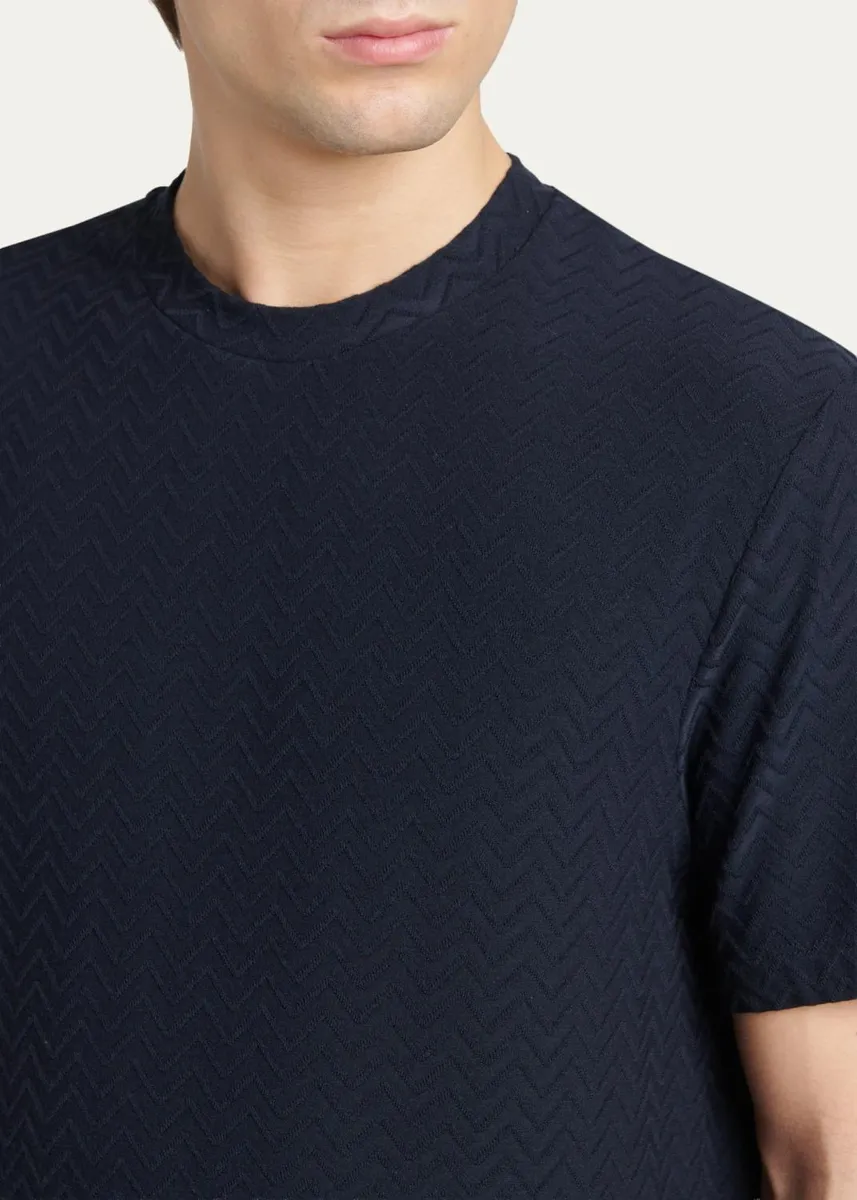 Giorgio Armani Men's Rib-Knit Wool-Blend T-Shirt | Thumbnail 5 Giorgio Armani Men's Rib-Knit Wool-Blend T-Shirt | Thumbnail 5