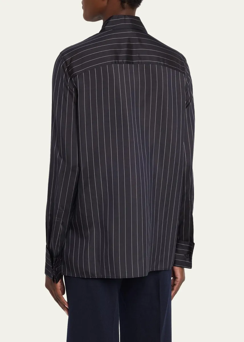 Lafayette 148 New York Pinstripe Button-Front Blouse | Thumbnail 3