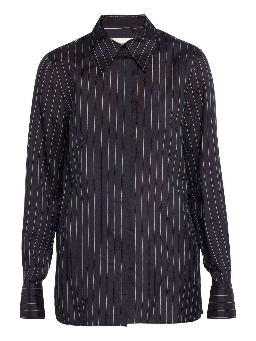 Pinstripe Button-Front Blouse