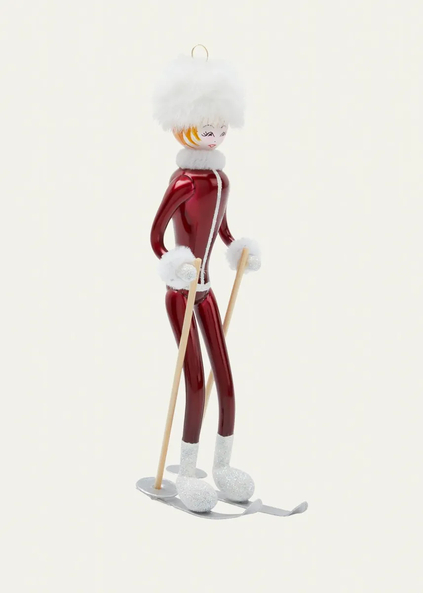 De Carlini Skier With Faux Fur Hat Ornament | Thumbnail 4 De Carlini Skier With Faux Fur Hat Ornament | Thumbnail 4