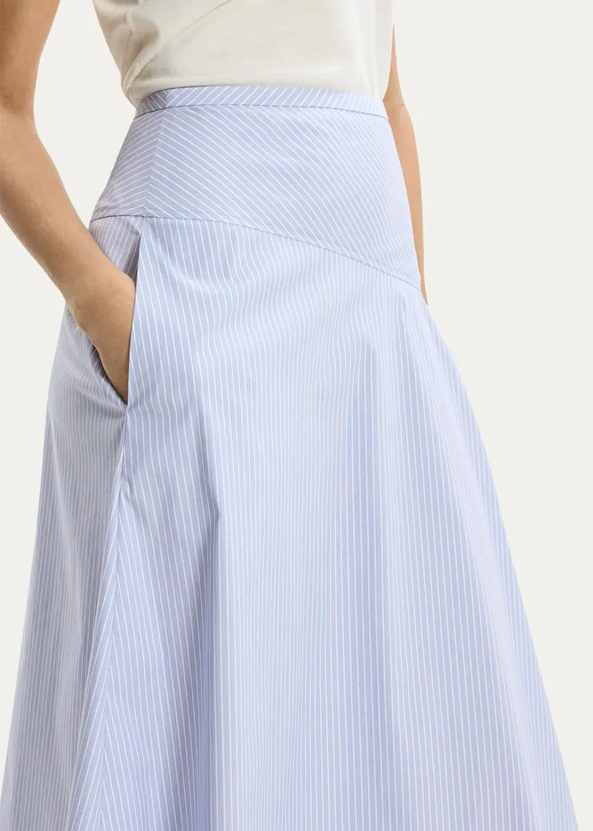 Theory Striped Cotton-Blend Maxi Skirt | Thumbnail 5 Theory Striped Cotton-Blend Maxi Skirt | Thumbnail 5