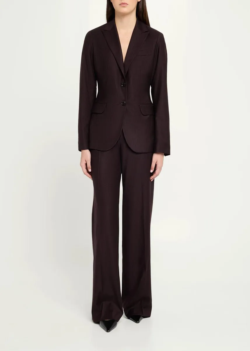 Kiton Pinstriped Wool-Blend Wide-Leg Pants | Thumbnail 2 Kiton Pinstriped Wool-Blend Wide-Leg Pants | Thumbnail 2
