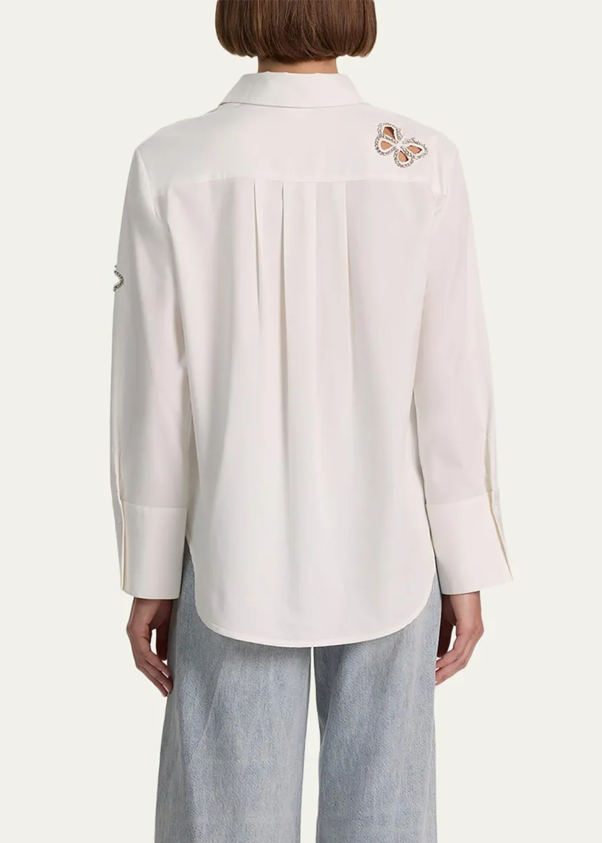Alice + Olivia Finely Embellished Cutout Button-Front Shirt | Thumbnail 3