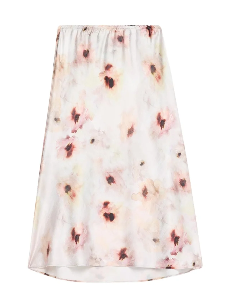 Vince Watercolor Floral Midi Skirt