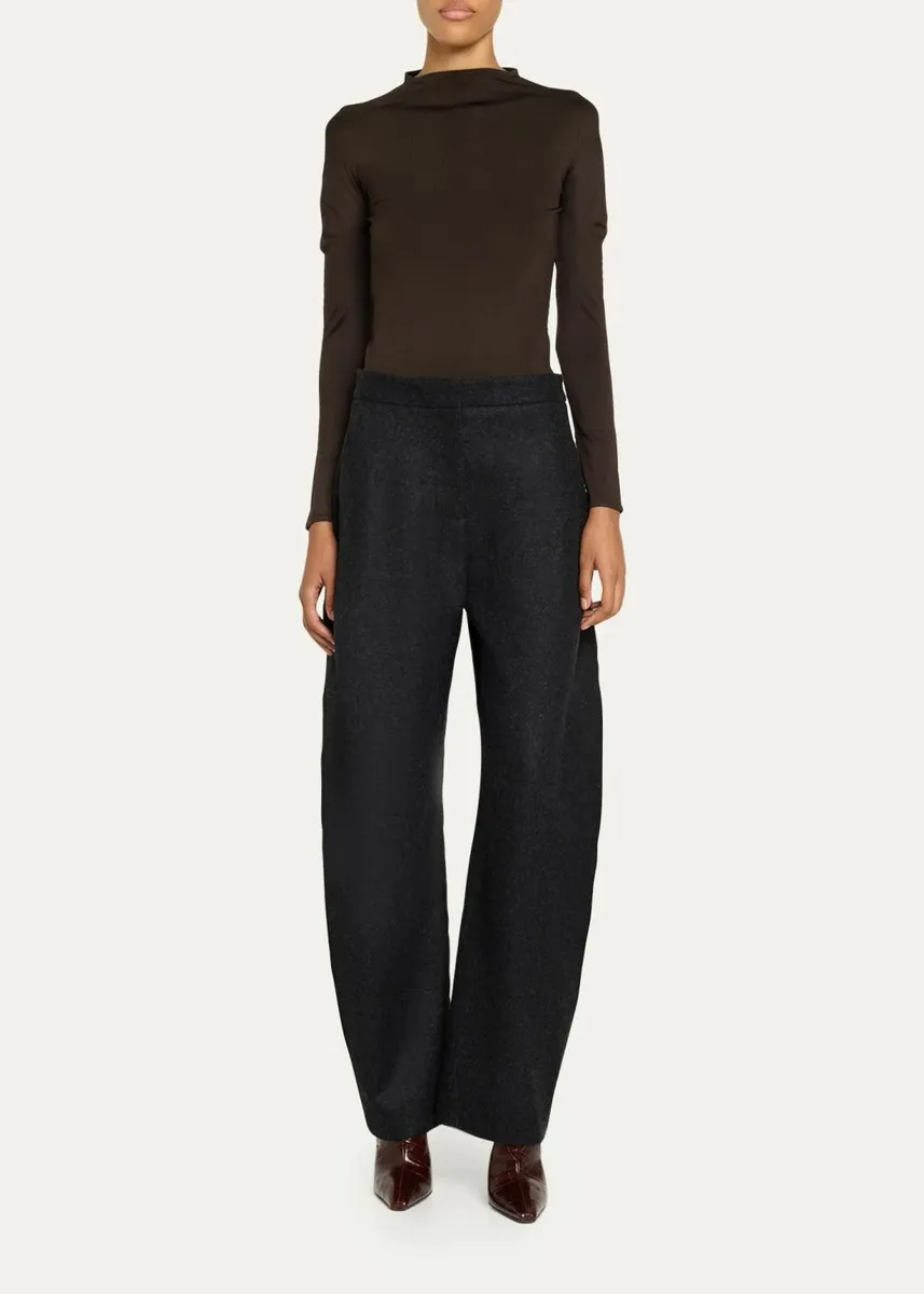 ALAÏA Round Wool Barrel-Leg Pants | Thumbnail 2 ALAÏA Round Wool Barrel-Leg Pants | Thumbnail 2