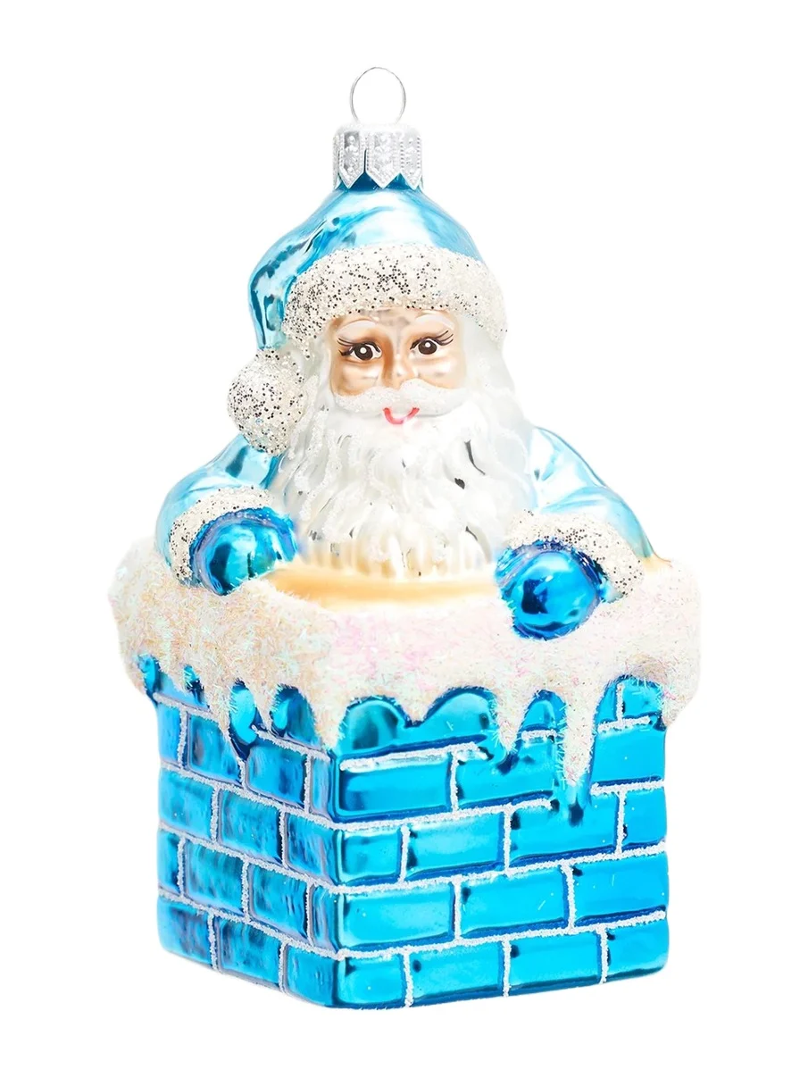 Hanco Santa on Chimney Christmas Ornament