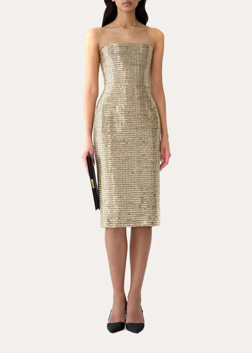 Carolina Herrera Strapless Embellished Midi Dress | Thumbnail 2 Carolina Herrera Strapless Embellished Midi Dress | Thumbnail 2