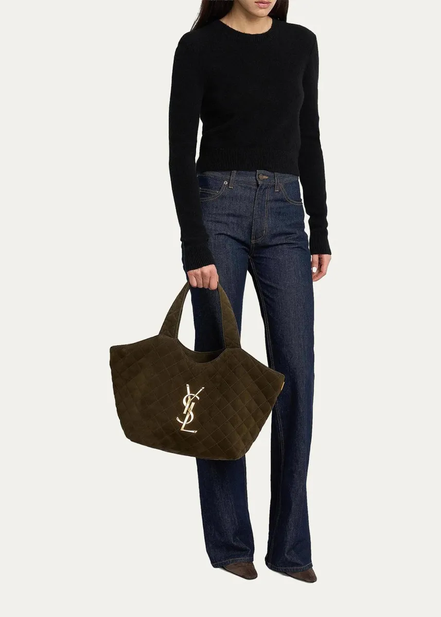 Saint Laurent Icare Medium Quilted Suede Tote Bag | Thumbnail 5 Saint Laurent Icare Medium Quilted Suede Tote Bag | Thumbnail 5