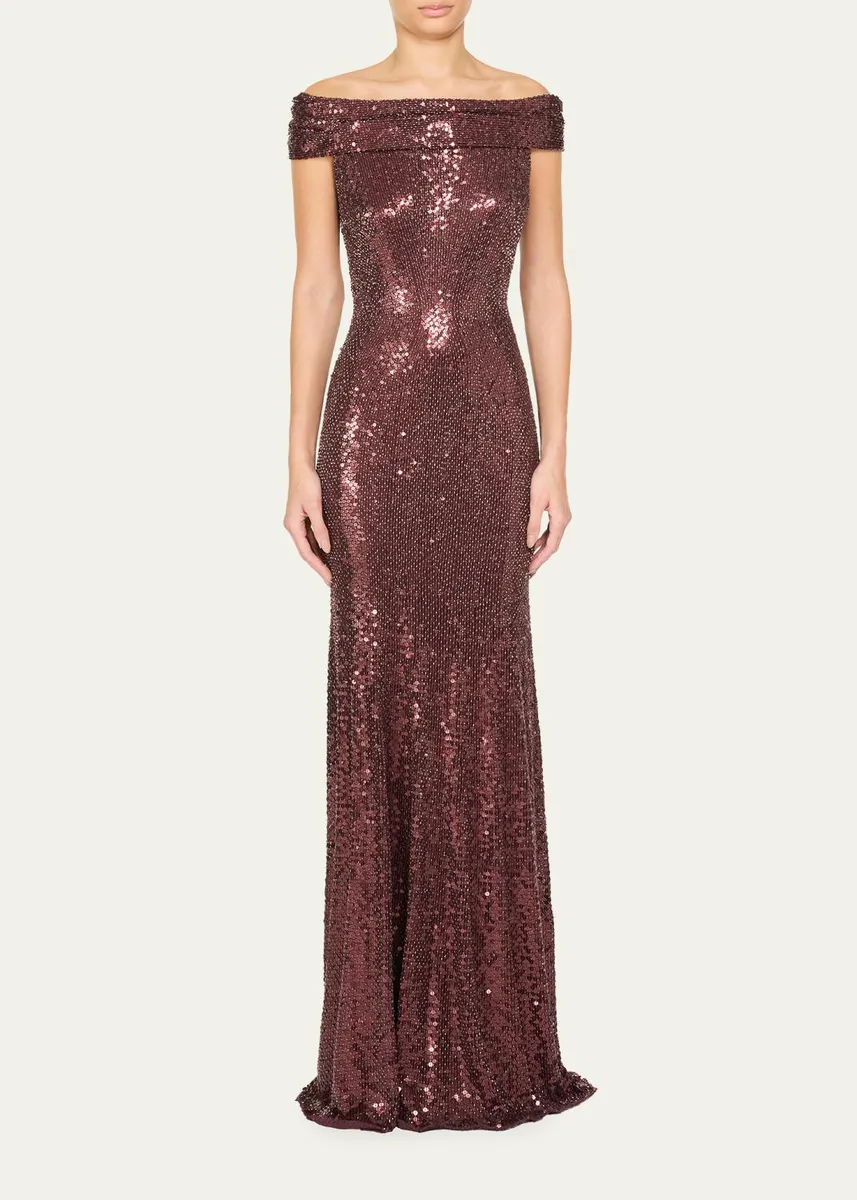 Jenny Packham Echo Off-Shoulder Sequined Gown | Thumbnail 2 Jenny Packham Echo Off-Shoulder Sequined Gown | Thumbnail 2