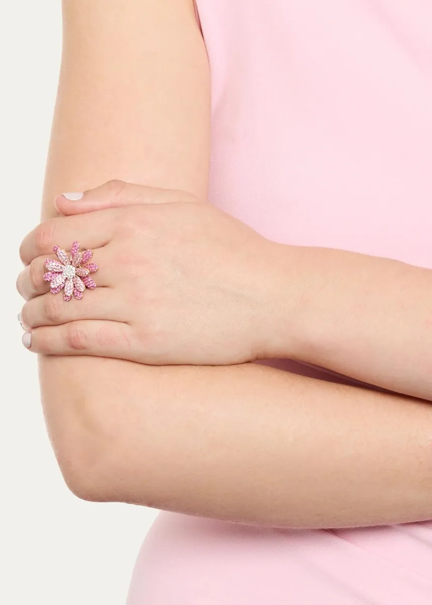 Mio Harutaka 18K Pink Sapphire Daisy Ring with Diamonds | Thumbnail 2