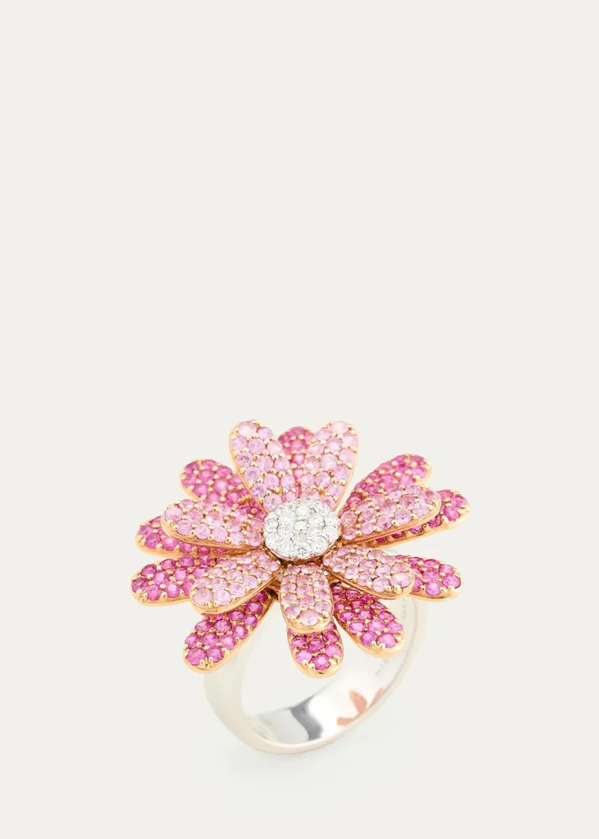 Mio Harutaka 18K Pink Sapphire Daisy Ring with Diamonds | Thumbnail 3