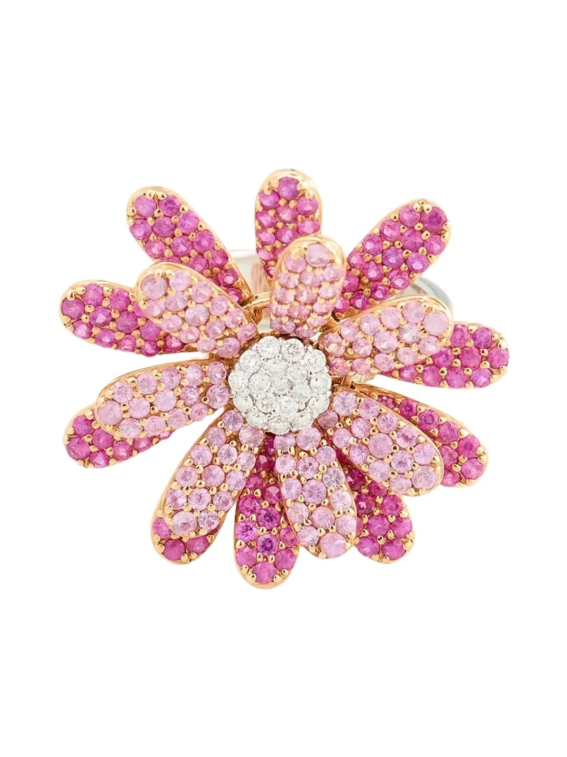 Mio Harutaka 18K Pink Sapphire Daisy Ring with Diamonds