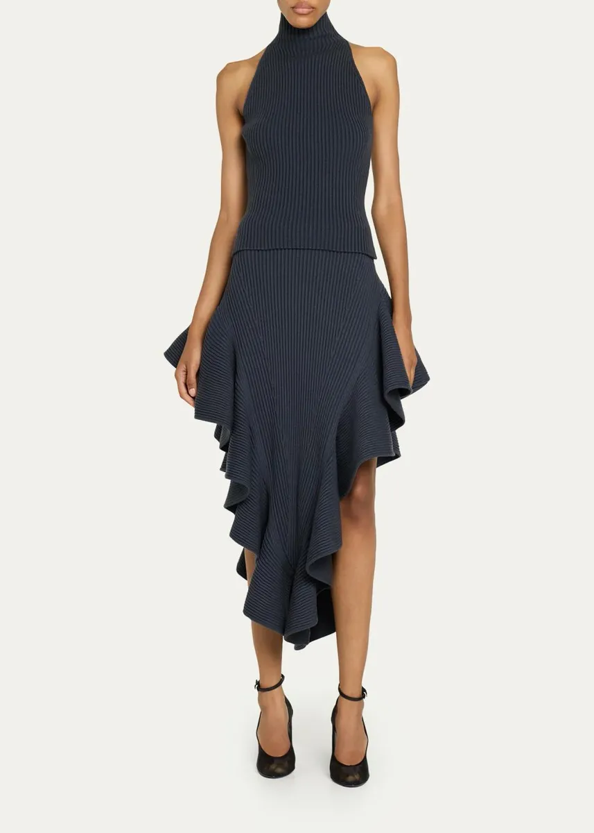 ALAÏA Ruffle Pointed Sculpted Midi Skirt | Thumbnail 2 ALAÏA Ruffle Pointed Sculpted Midi Skirt | Thumbnail 2